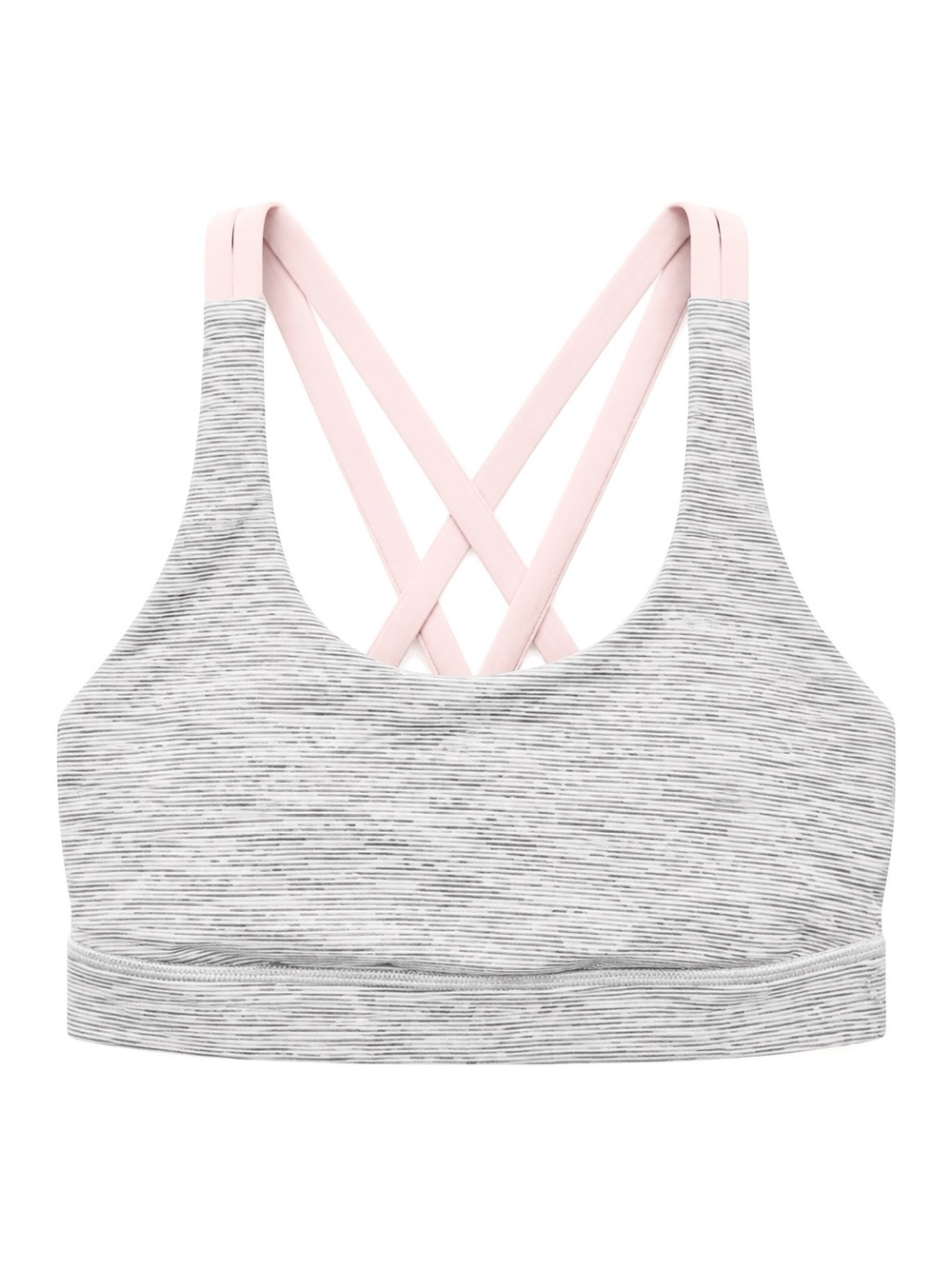 lululemon Energy Bra Size 2 Gray Pink Strappy Crossback Sports Bra